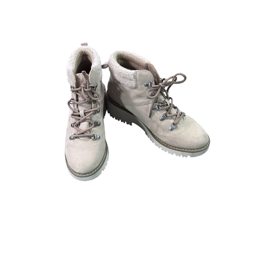 Sonoma Womens Faux Fur Lined Hiking Boots 9.5M  Beige Suede Eco-Friendly